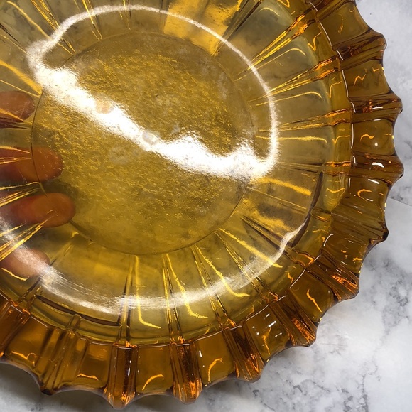 VTG Amber Glass Ashtray 10” - Picture 3 of 4